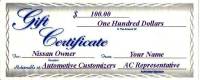 100 Dollar AC Gift Certificate