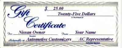 25 Dollar AC Gift Certificate