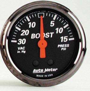 Boost/Vac Mech. Gauge with Red Pointer 30 In. Hg.-Vac/15 PSI