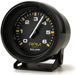 6,000 RPM Black Mini Tachometer