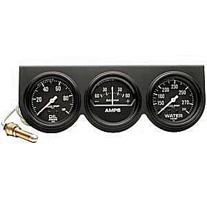 Black Three-Gauge Oil Pressure / Amp / Water Temperature Full Sw