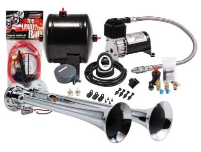 PROBLASTER COMPLETE CHROME COMPACT DUAL AIR HORN PACKAGE