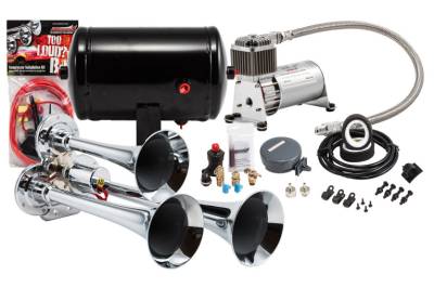 PROBLASTER COMPLETE CHROME COMPACT TRIPLE AIR HORN PACKAGE