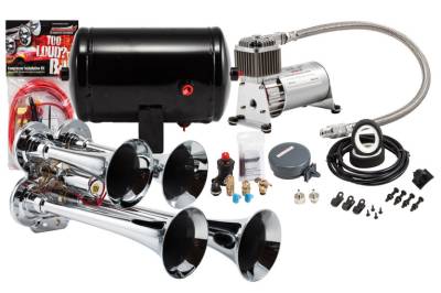 PROBLASTER COMPLETE CHROME COMPACT QUAD AIR HORN PACKAGE