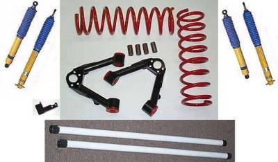 4X4 Parts - 4x4 Parts Pathfinder Deluxe Suspension Package With Bilstein Shocks, GRAY COILS, BLACK TORSION BARS