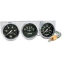 Chrome Three-Gauge Water Temperature / Oil Pressure / Amp Full S