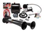 Horns - Complete Air Horn Kits - PROBLASTER COMPLETE BLACK COMPACT DUAL AIR HORN PACKAGE
