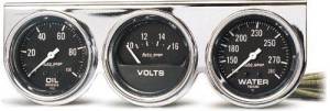 Chrome Three-Gauge Water Temperature / Oil Pressure / Voltmeter